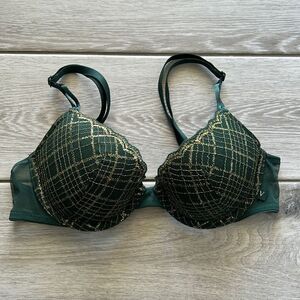 Victoria’s Secret green and gold lightly lined bra
